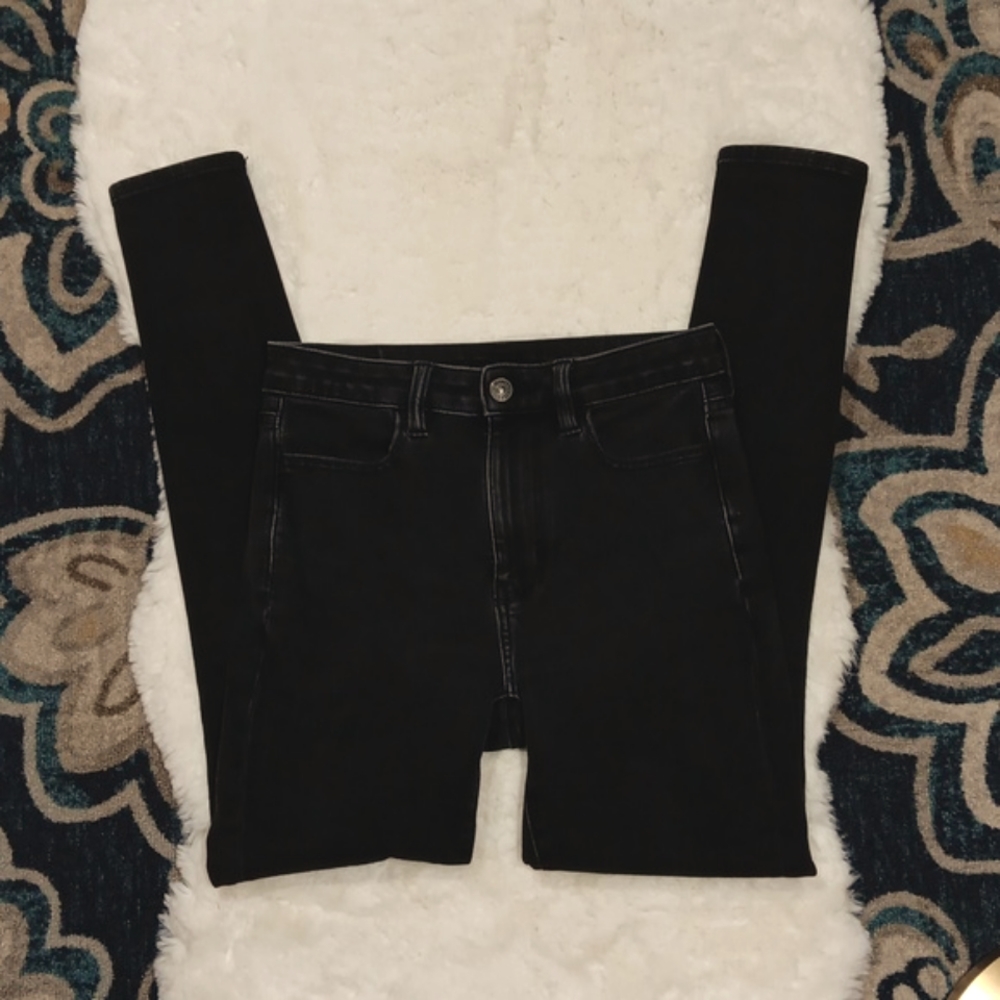 American eagle super hi rise jegging black stretch skinny jeans